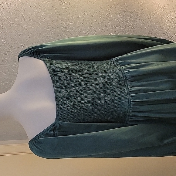 GIGIO Emerald Satin Ruffle Long Sleeve Flounce High Waist Hoco Holiday Dress - Picture 7 of 10